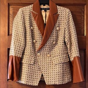 Boston Proper Tan and Brown Tweed Blazer
